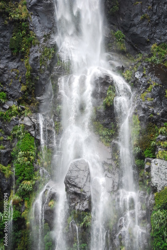 Waterfalls in Milford Sounds  New Zealand