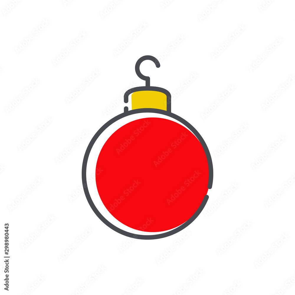 Icono plano lineal bola de navidad en varios colores Icono plano lineal bola de navidad en varios colores