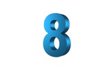 3D Blue Number 8 Isolated White Background