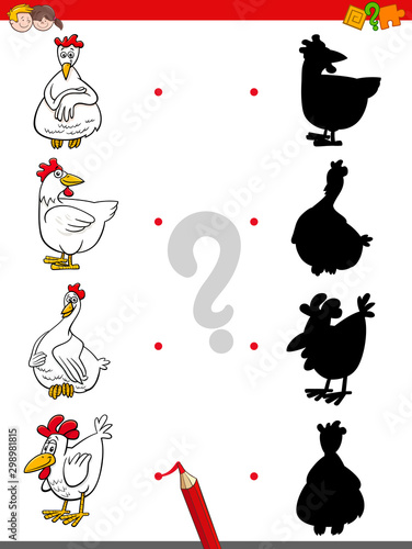 shadow game with funny chicken characters