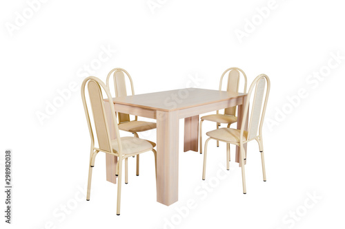 Beige dining large table with chairs