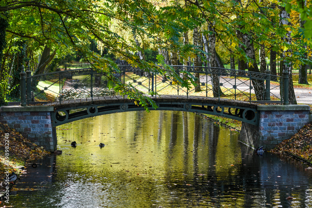 Stone bridge over the water, beautiful landscape.