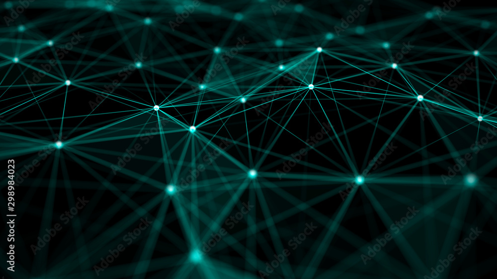 Abstract digital background. Big data visualization. Network connection structure. Science green background. 3d rendering.