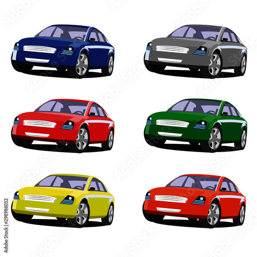 sedan different color set realistic vector illustration isolated