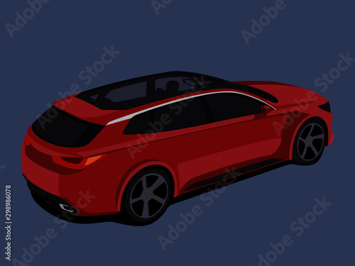 Station wagon red realistic vector illustration isolated © Ihor