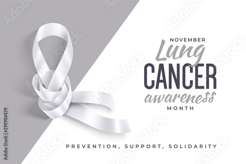 lung cancer awareness month vector banner with photorealistic white ribbon