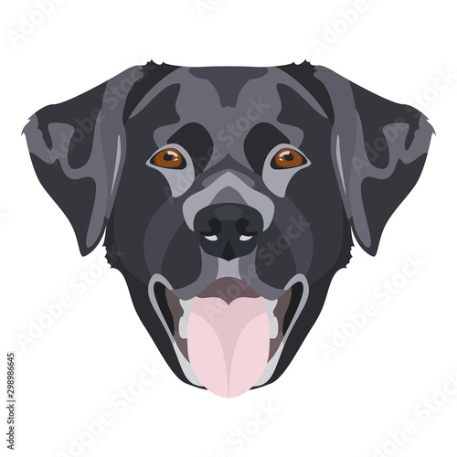 Illustration schwarzer Labrador Retriever mit Lächeln
