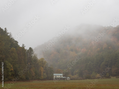 Foggy Farm in a Valley in Southwest Virginia photo