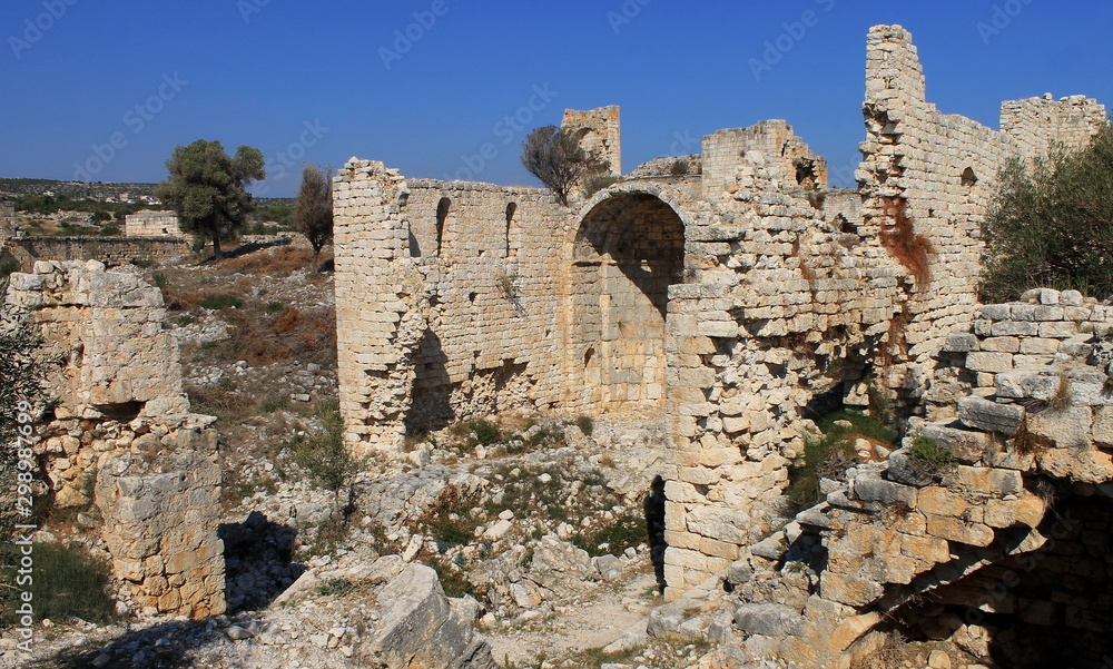 Korikos fortress in the Turkish province of Mersin on the Mediterranean coast, ancient ruins