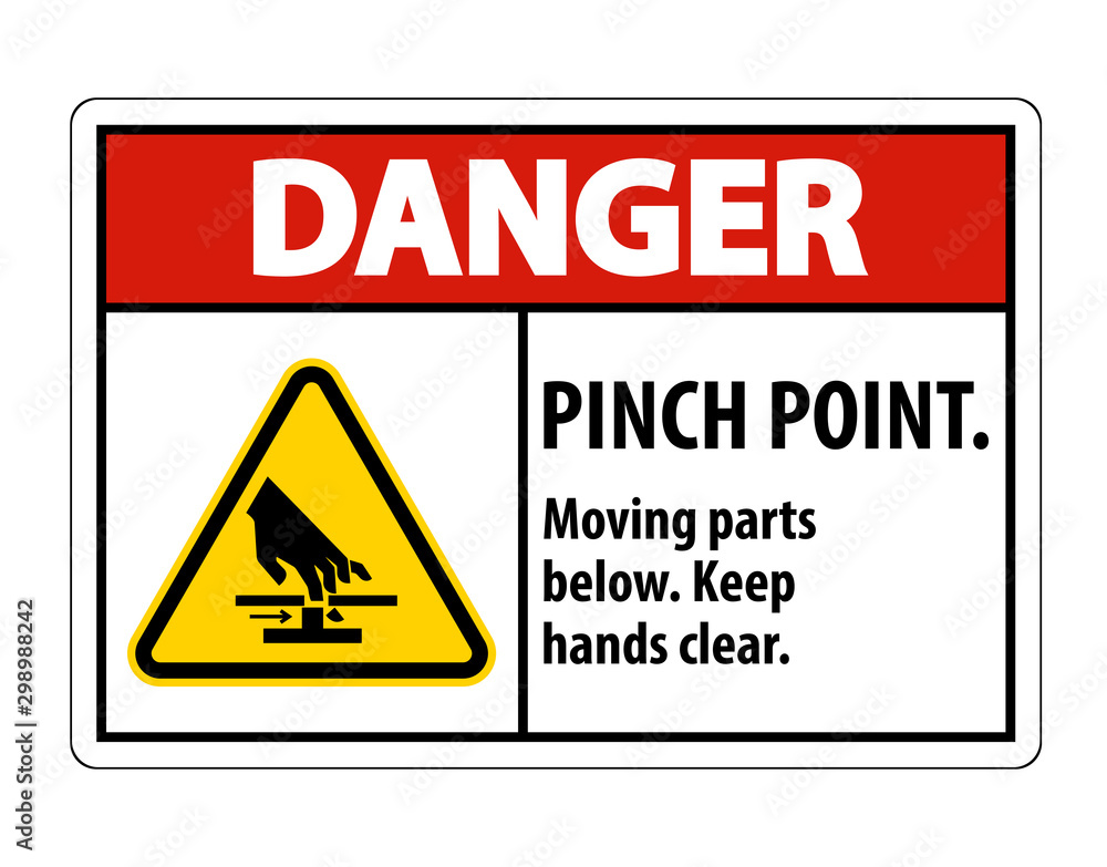 Danger Pinch Point, Moving Parts Below, Keep Hands Clear Symbol Sign Isolate on White Background,Vector Illustration EPS.10 Danger Pinch Point, Moving Parts Below, Keep Hands Clear Symbol Sign Isolate on White Background,Vector Illustration EPS.10