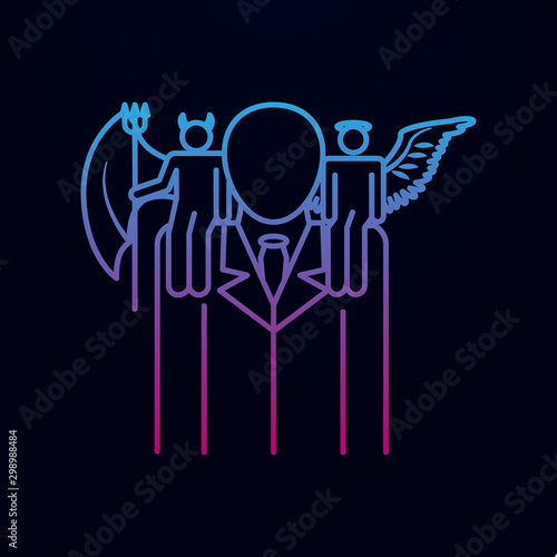 Angel and demon on shoulders nolan icon. Simple thin line, outline vector of angel and demon icons for ui and ux, website or mobile application