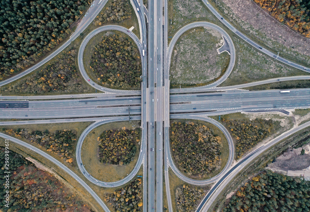 autobahn traffic cars transportation drone view