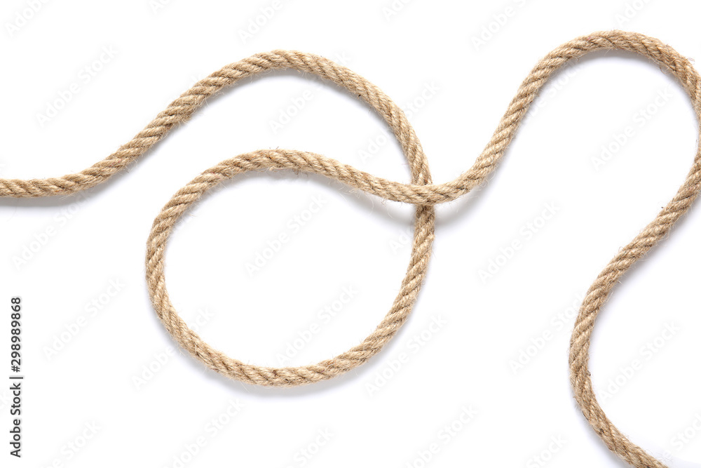 Rope on white background, top view