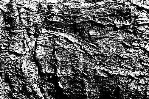 Distressed overlay texture of rough surface, cracked wood, tree bark. Grunge background. One color graphic resource.