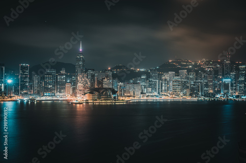 Victoria Harbor nightscape view from hotel © YiuCheung