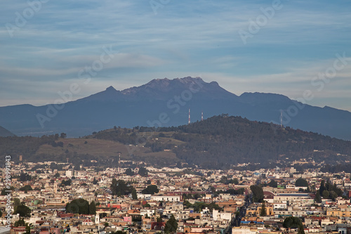 Panoramic view of the city, Popocatepetl volcano, Cholula, Puebla, Mexico