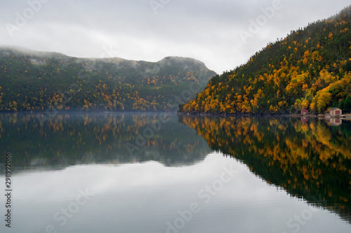 Tranquil autumn morning in Trinity Bay, Newfoundland and Labrador, Canada.