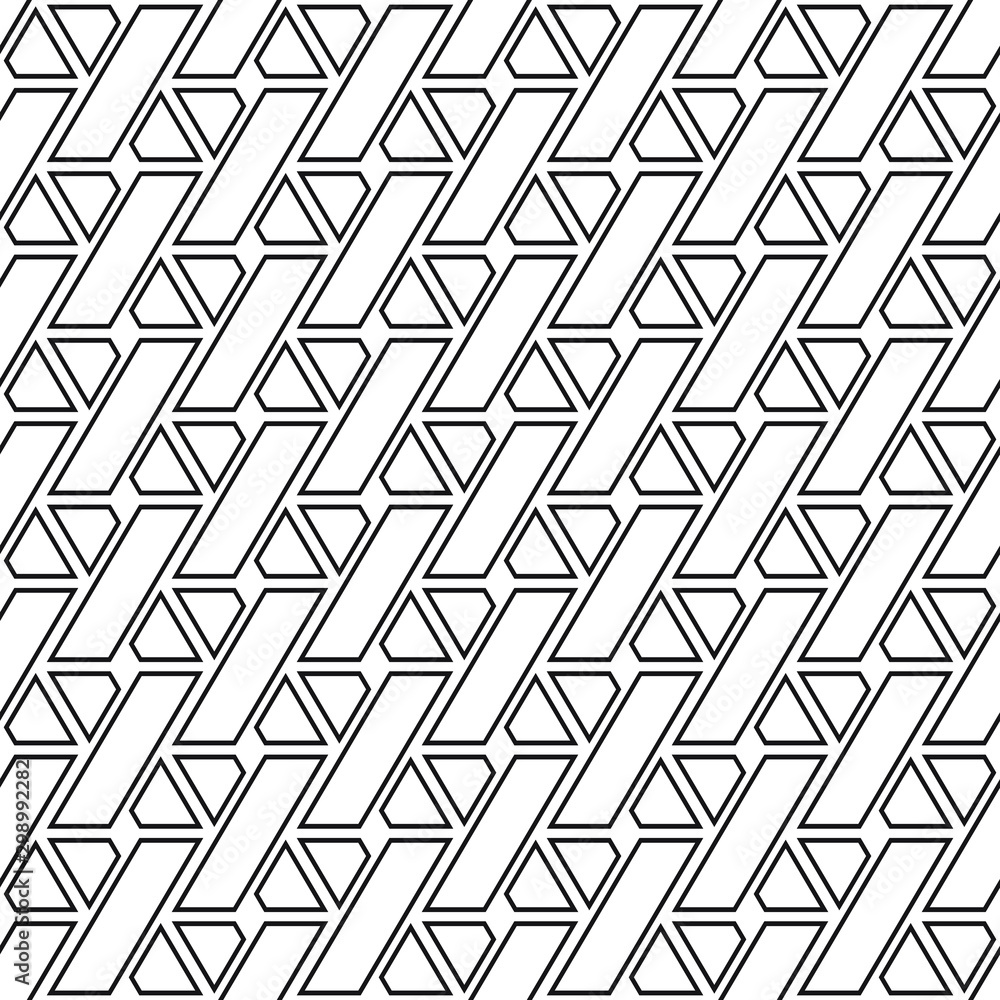 Vintage trellis pattern, seamless fabric print, linear seamless print, black and white vector illustration.