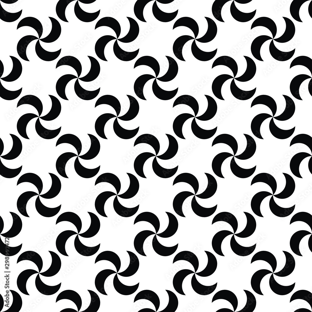 Geometric, geo, seamless pattern, seamless print with whirligig, top, spinner elemeent, black and white vector illustration, vintage seamless background. Geometric, geo, seamless pattern, seamless print with whirligig, top, spinner elemeent, black and white vector illustration, vintage seamless background.