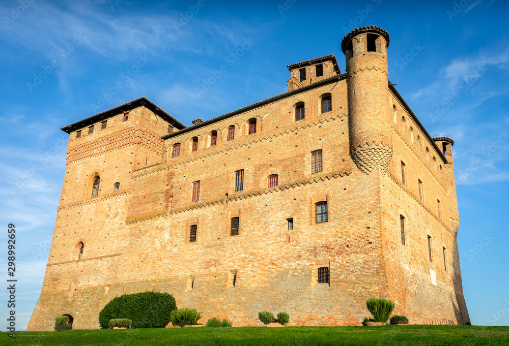 Cuneo, Piedmont, Italy: 10 27 19. Castle of Grinzane Cavour built in 1350, housed the statesman Camillo Benso count of Cavour. Today, every year in November the World White Truffle Auction takes place