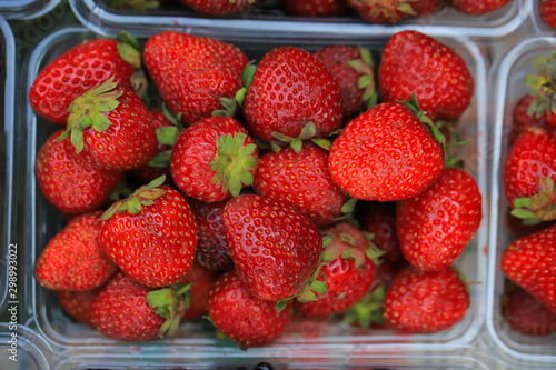 Ripe strawberry on the market