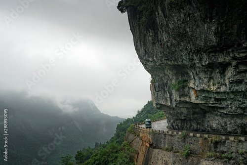 Photo Dangerous road to the Tianmen Mountain