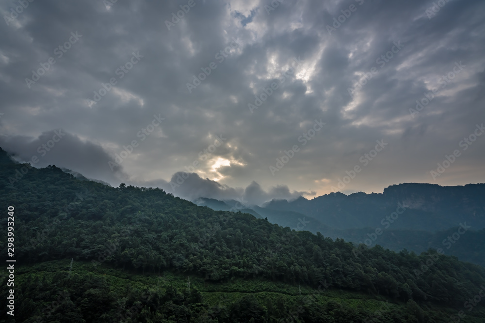 Early morning in Tianzi mountains
