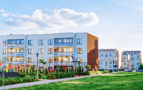 Fotografie Modern residential apartments and flats buildings exterior and outdoor facilitie