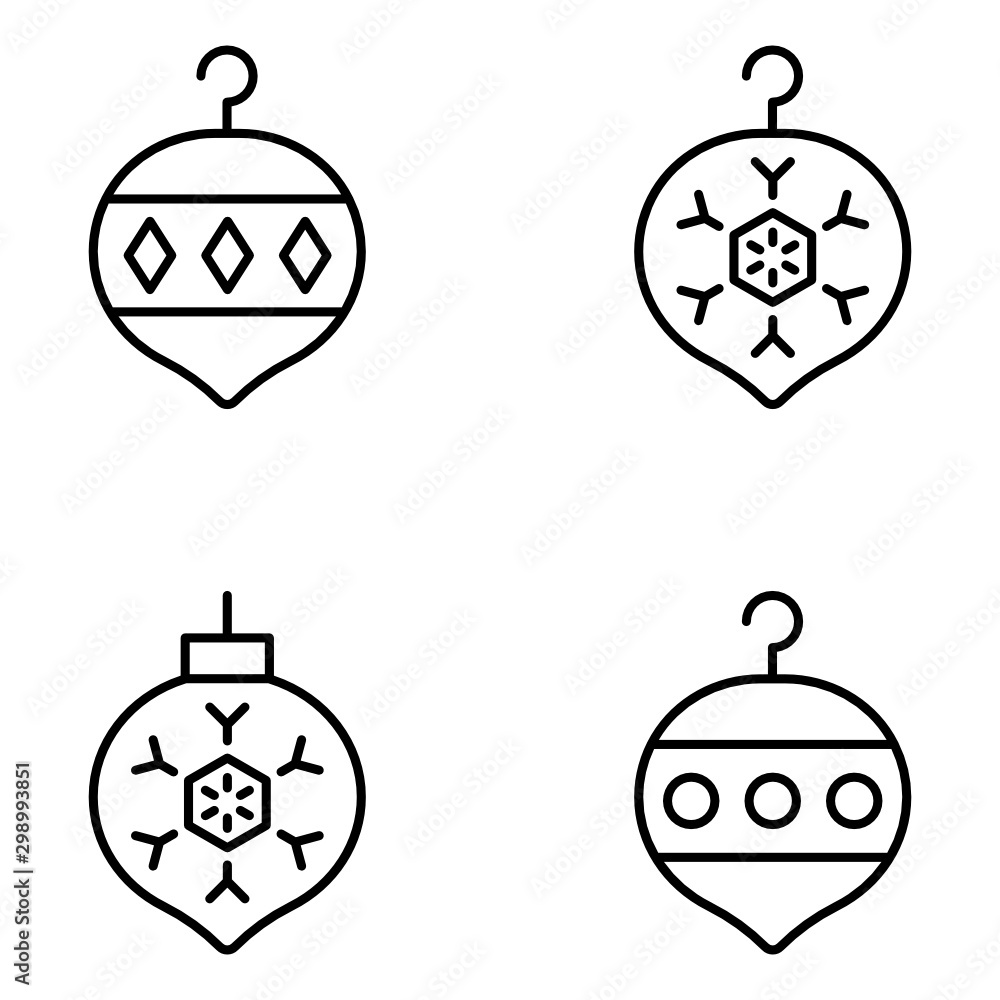Obraz premium Christmas Vector Line Icon Set