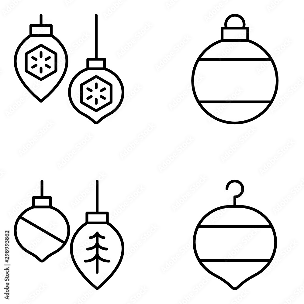 Obraz premium Christmas Vector Line Icon Set