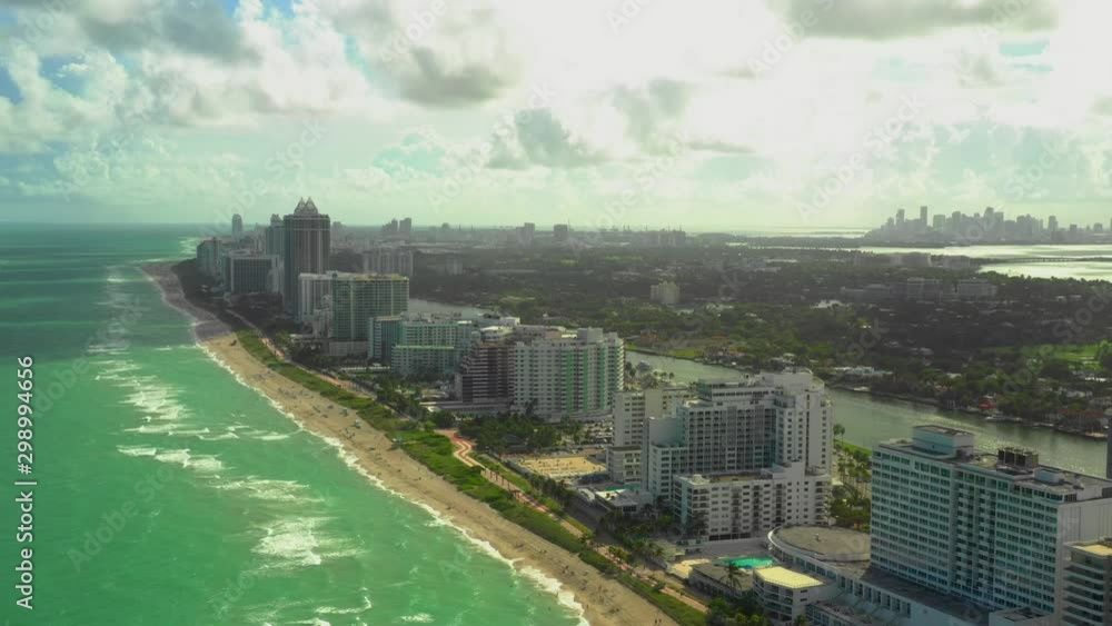 Aerial video clouds and waves in Miami Beach 4k Aerial video clouds and waves in Miami Beach 4k