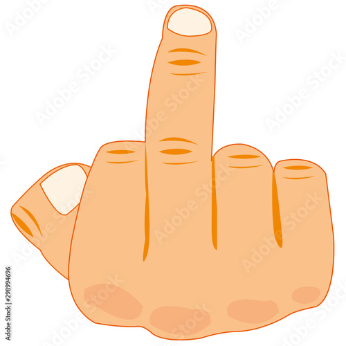 Vector illustration of the offensive gesture with extended upwards finger
