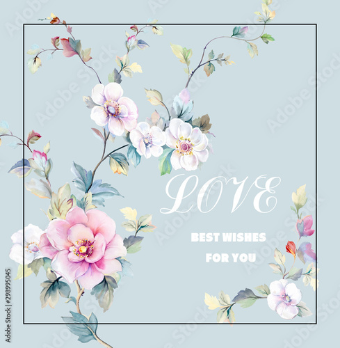  Colorful flowers, the leaves and flowers art design