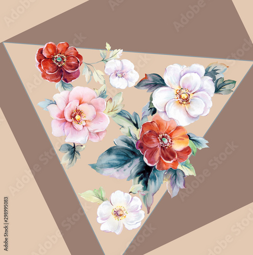  Colorful flowers, the leaves and flowers art design