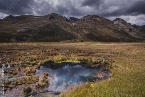 Water spring in the andes of Peru: Puma shimi in Pastoruri, Ancash.