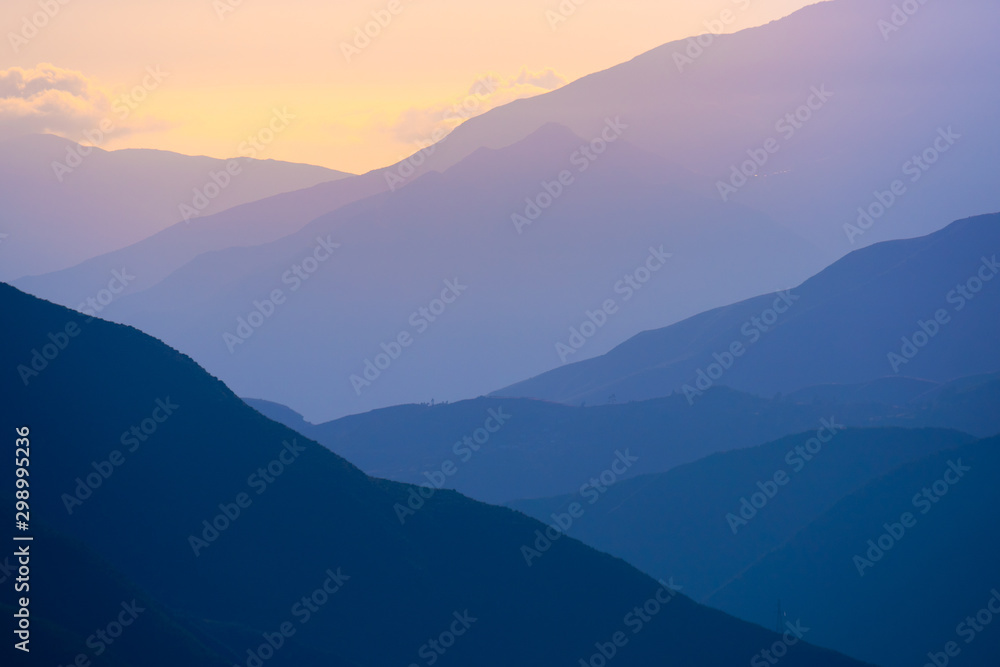 Abstract view of the contrast over mountains in the Andes. Ancash, Peru.