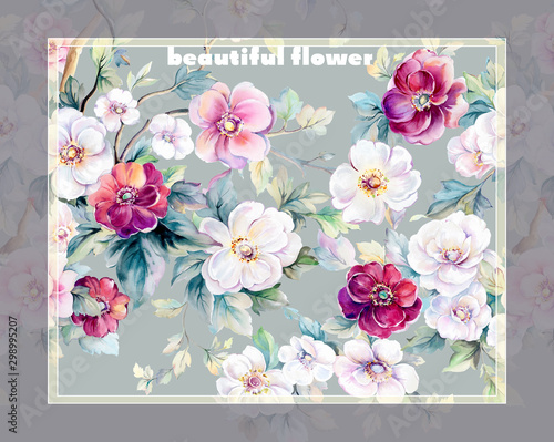  Colorful flowers, the leaves and flowers art design