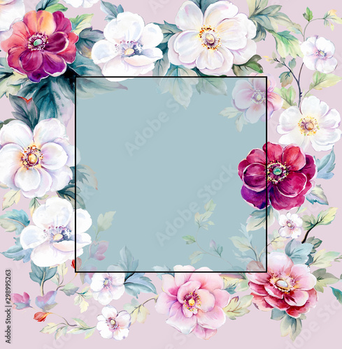  Colorful flowers, the leaves and flowers art design