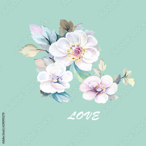  Colorful flowers, the leaves and flowers art design