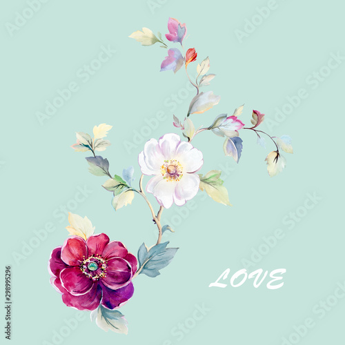  Colorful flowers, the leaves and flowers art design