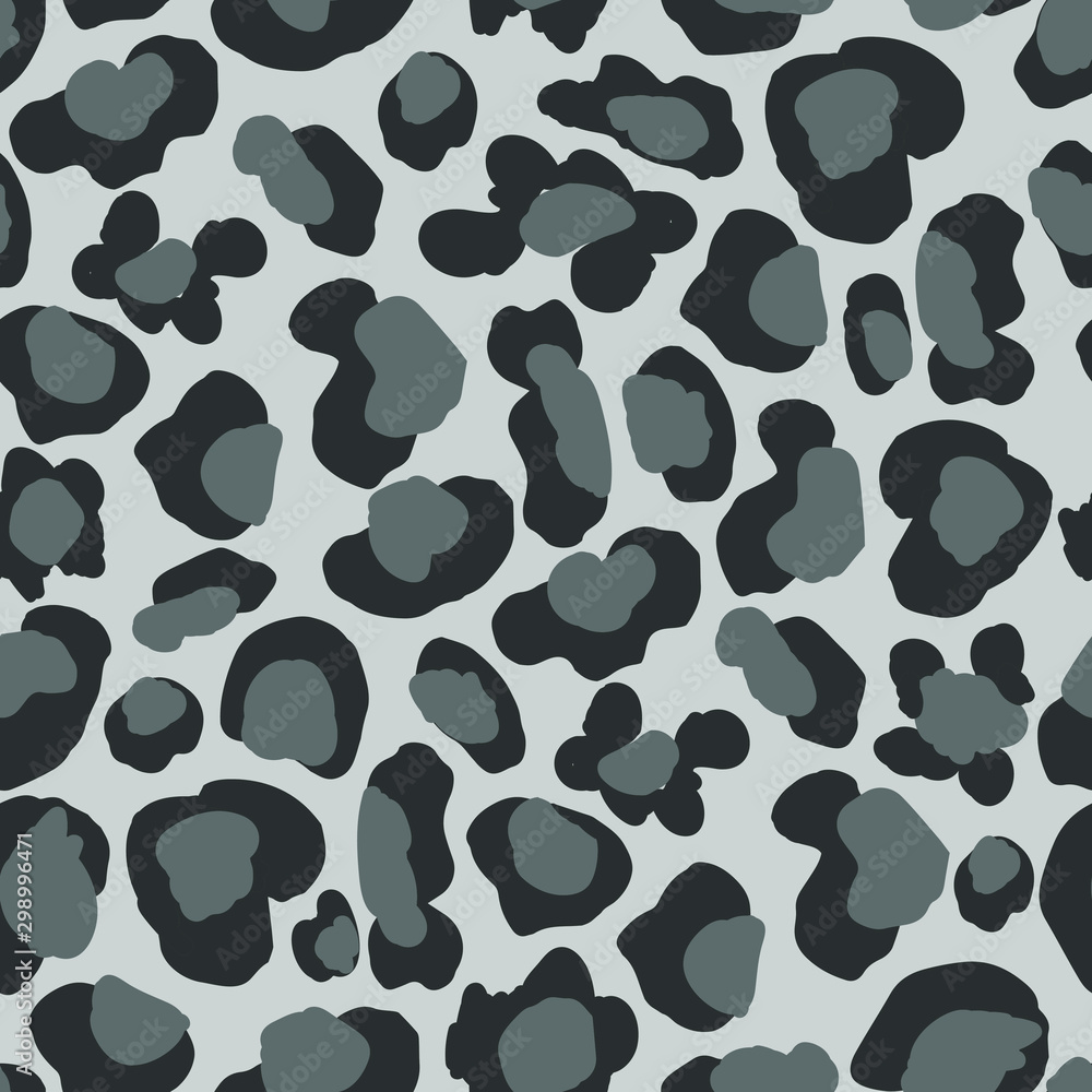 Seamless repeat pattern with hand drawn leopard cheetah wild cat spots in gray, charcoal and black Seamless repeat pattern with hand drawn leopard cheetah wild cat spots in gray, charcoal and black