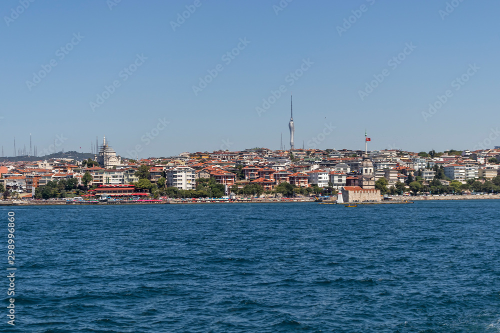 Amazing panorama from Bosporus to city of Istanbul