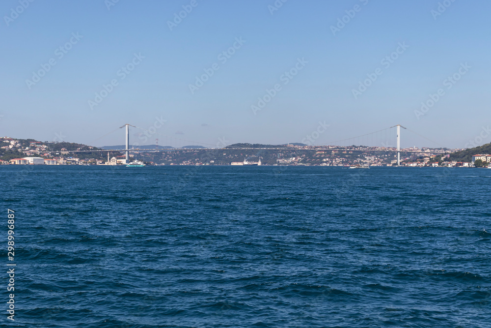 Amazing panorama from Bosporus to city of Istanbul