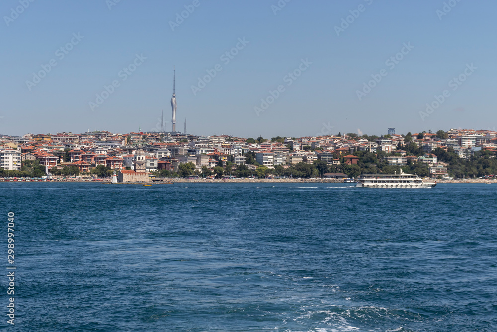 Amazing panorama from Bosporus to city of Istanbul