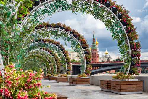 Flowers in town. Arches of ...