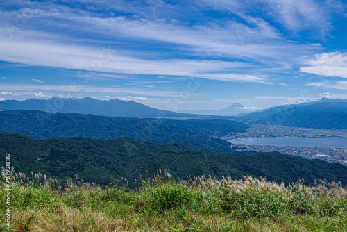 八ヶ岳と富士山そして諏訪湖