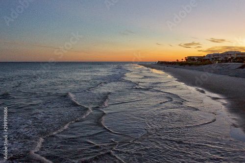 Sunset on the beach of Tybee Island near Savannah in Georgia  USA