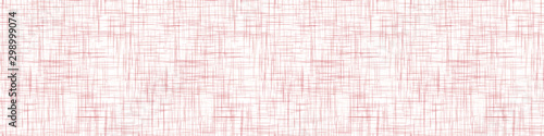Red White French Linen Texture Border Background. Rough Ecru Flax Fibre Seamless Pattern. Organic Yarn Close Up Weave Fabric Ribbon Trim Banner. Sack Cloth Packaging, Canvas Edging. Vector EPS10