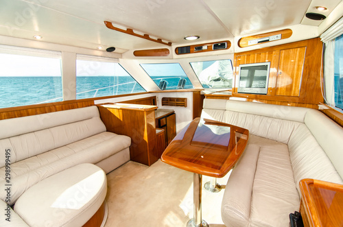 Interior of luxury speed boat