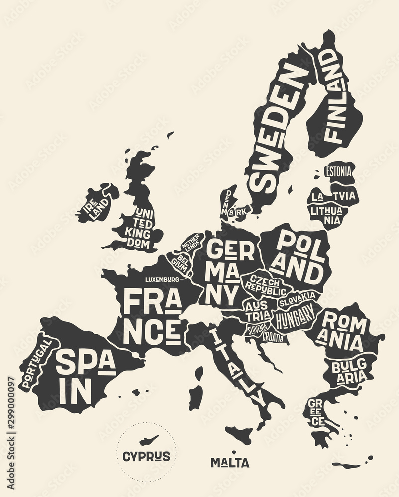 European Union, Europe. Poster map of the European Union
